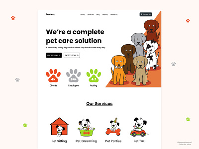 Pet Care Website 3d animation app art branding design digitaldesign flatdesign graphic design illustration innovationsync landing page logo mobile motion graphics product design typography ui vector webdesign