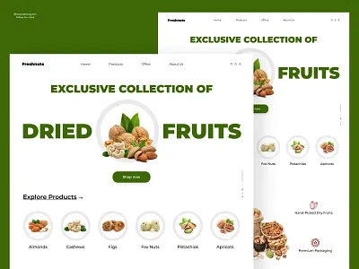 Dry Fruits Website Design 3d animation art branding design digitaldesign flatdesign graphic design illustration innovationsync landing page logo minimal design mobile motion graphics print product design typography ui webdesign