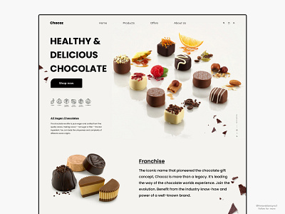 Chocolate Website Landing Page 3d animation art branding design digitaldesign flatdesign graphic design illustration innovationsync logo minimal design mobile motion graphics print product design typography ui vector webdesign