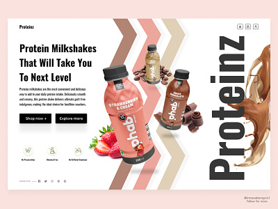 Protein Shake Website Design 3d animation art branding design digitaldesign flatdesign graphic design illustration innovationsync landing page logo mobile motion graphics nft print product design typography ui webdesign