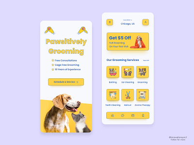 Pet Grooming App Design 3d animation art branding design digitaldesign flatdesign graphic design illustration innovationsync landing page logo mobile motion graphics nft print product design typography ui webdesign