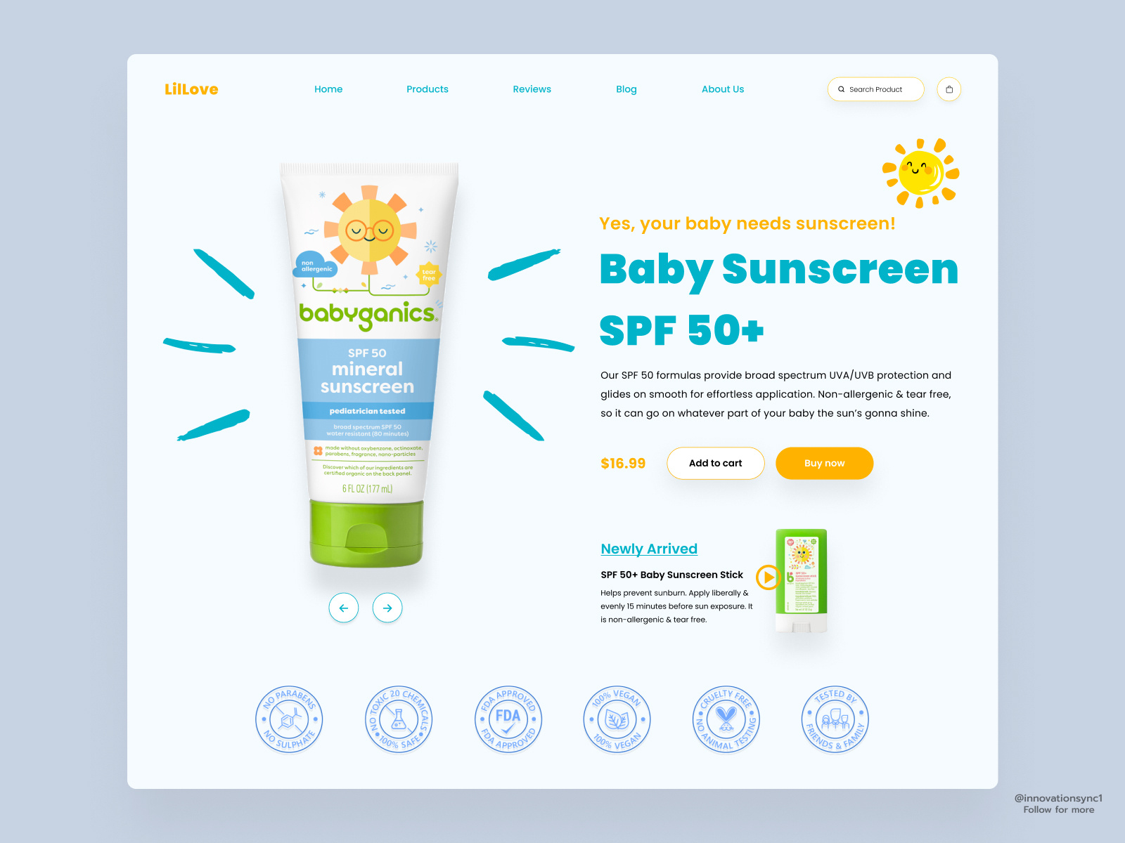 Baby Products site by InnovationSync on Dribbble