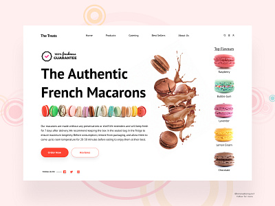 Macarons Website Header 3d animation art branding digitaldesign flatdesign graphic design illustration innovationsync landing page logo minimal mobile motion graphics product design shopify typography ui vector webdesign