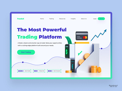 Trading Website Landing Page 3d animation art branding dashboard design digitaldesign flatdesign graphic design illustration innovationsync logo minimal motion graphics nft product design typography ui vector webdesign