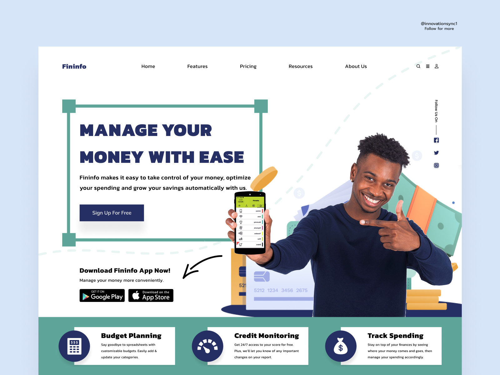 Money Management site by InnovationSync on Dribbble