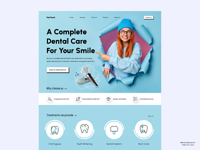 Dental Care Website 3d animation art branding dashboard digitaldesign flatdesign graphic design illustration innovationsync logo minimal mobile motion graphics nft product design typography ui vector webdesign