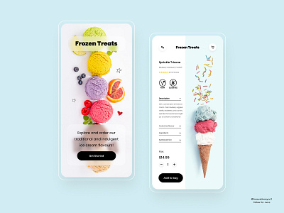 Ice Cream App 3d animation art branding digitaldesign ecommerce flatdesign graphic design illustration innovationsync logo mobile motion graphics nft product design shopify typography ui vector webdesign