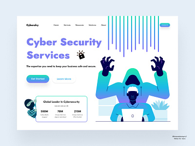 Cyber Security Landing Page 3d animation art branding digitaldesign flatdesign graphic design icon illustration innovationsync landing page logo mobile motion graphics nft product design typography ui vector webdesign