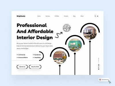 Interior Design Website Landing Page 3d animation art branding dashboard digitaldesign flatdesign graphic design illustration innovationsync landing page logo mobile motion graphics nft product design typography ui vector webdesign