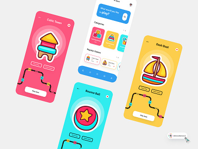 Kids Gaming App Design 3d animation art branding digitaldesign ecommerce flatdesign graphic design icon illustration innovationsync logo mobile motion graphics nft product design typography ui vector webdesign