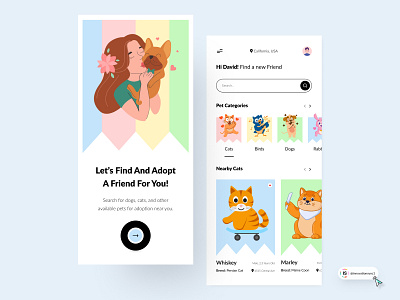 Pet Adoption App 3d animation art branding dashboard digitaldesign flatdesign graphic design icon illustration innovationsync logo mobile motion graphics nft product design typography ui vector webdesign