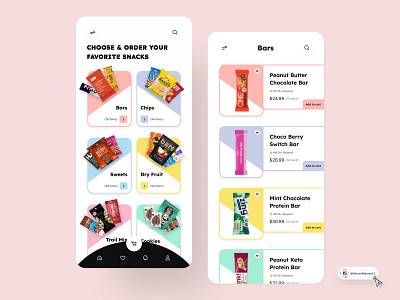 Snacks App Design 3d animation art branding digitaldesign ecommerce flatdesign graphic design illustration innovationsync logo mobile motion graphics nft product design shopify typography ui vector webdesign