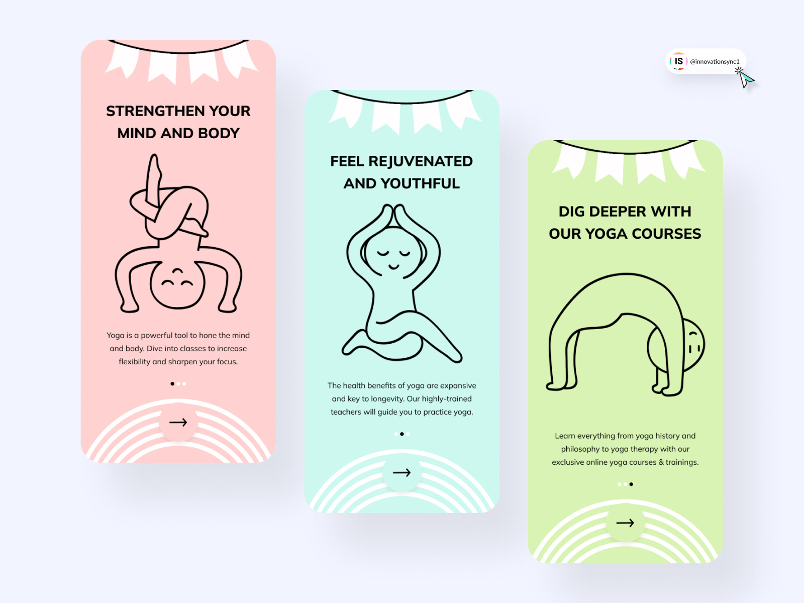 Yoga Onboarding Screens by InnovationSync on Dribbble