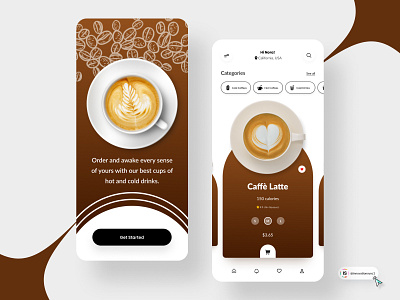 Coffee App Design 3d animation art branding digitaldesign ecommerce flatdesign graphic design illustration innovationsync logo mobile motion graphics nft product design shopify typography ui vector webdesign