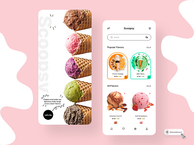 Ice Cream Ordering App 3d animation art branding digitaldesign ecommerce flatdesign graphic design illustration innovationsync logo mobile motion graphics nft product design shopify typography ui vector webdesign