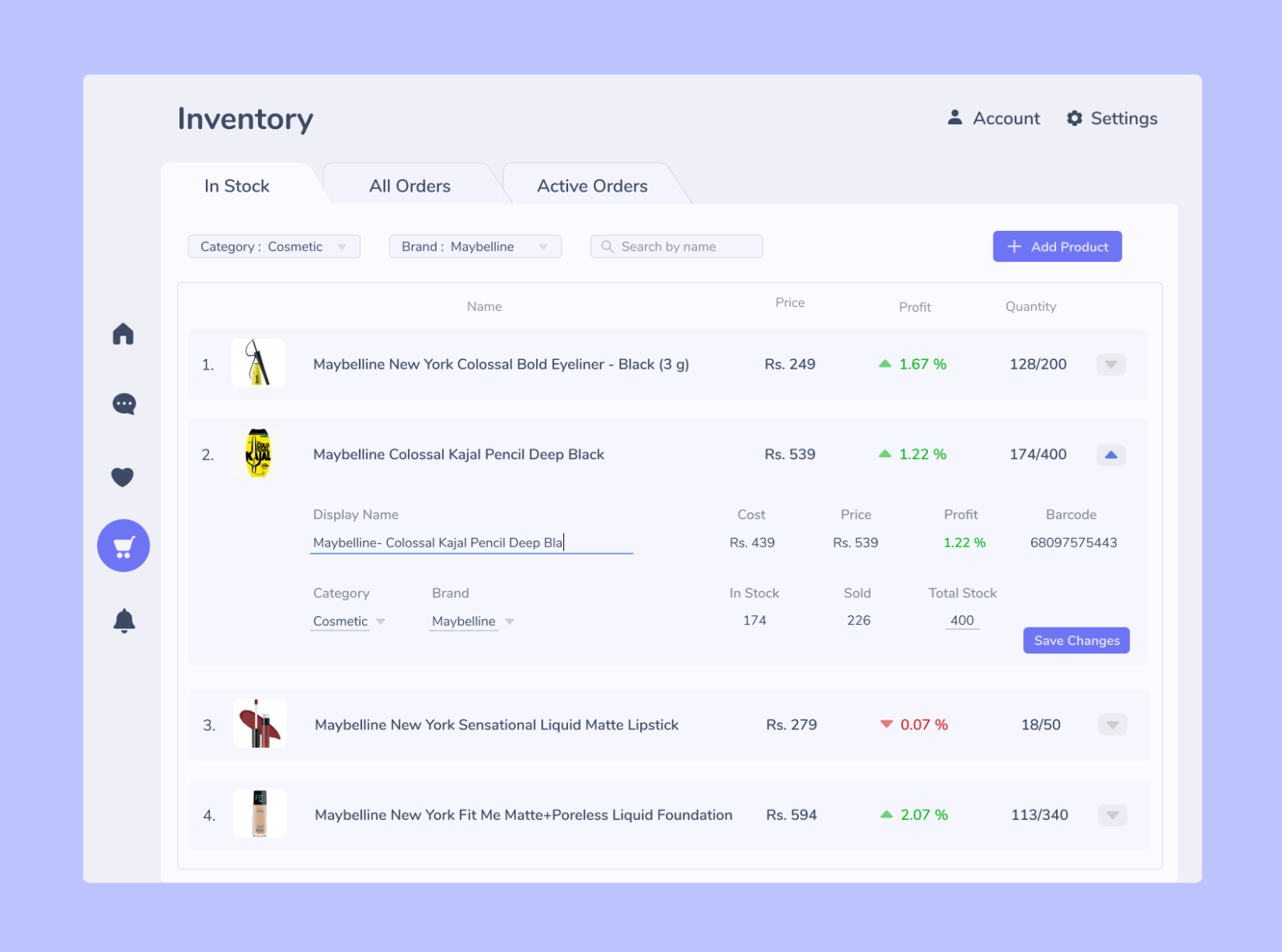 Inventory UI by Sanskruti Shahu on Dribbble