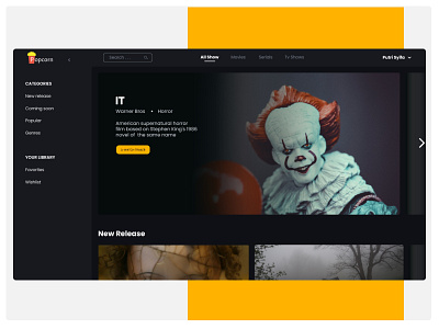 Popcorn - Streaming Platform dark darkmode dashboard dashboard design design film movie platform tv show ui ui design ux ux design web webdesign website website design