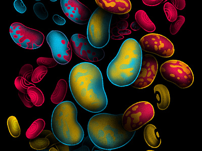 Beans! beans blue colors cookbook digital drawing eating editorial food illustration lima primary red texture vegetarian yellow