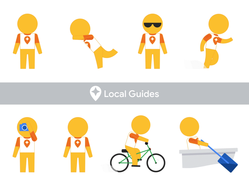 Google Local Guides GIPHY Stickers 2d animation bicycle boat character design gif giphy google google local guides graphics illustration instagram local guides motion peg man pegman stickers sunglasses vector