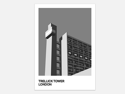 trellick tower architecture brutalism brutalist illustration london print