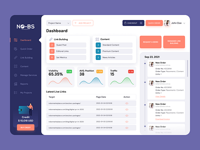 SEO & Link Building Marketplace admin admin panel clean dashboard home panel purple ui uiux ux