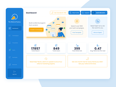 Referral Factory admin admin panel dashboard panel ui uiux ux