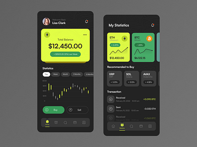 Crypto Market app application chart crypto dark dashboard design illustration mobile ui uiux ux