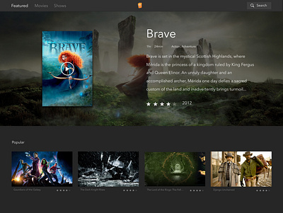 Popcorn Time Movie App UI movie ui uidesign