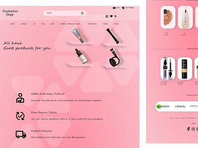 Cosmetic shop landing page design in Adobe XD