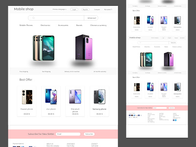 Mobile shop landing page design anik business buy clean company website ecommerce home page landing page market place minimal mobile mobile phone mobile store modern product shop samsung shop store web web site