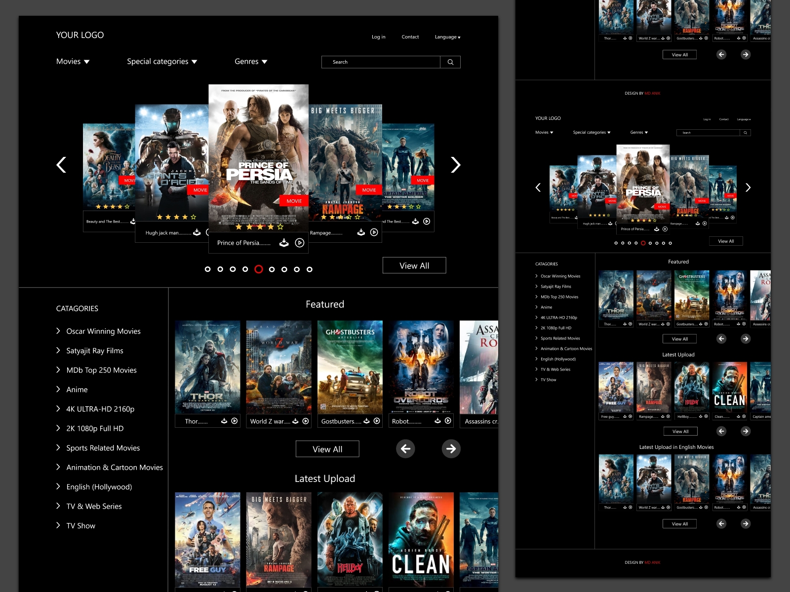 Free Movie Website landing page by UI/UX Anik on Dribbble