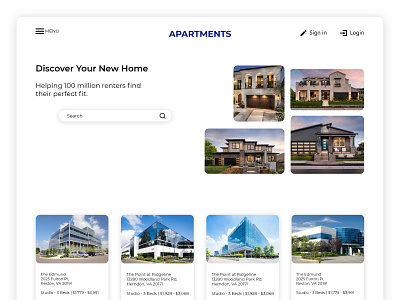 Real estate website landing page design in adobe xd anik apartments apertment clean commercial graphic design home homes for sale housas for sale houses for rent land for sale landing page design mls property property for sale realestate realtor rents selling website