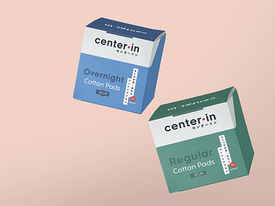 centerin feminine pad redesign colorblock japanese design logo multilingual packagedesign