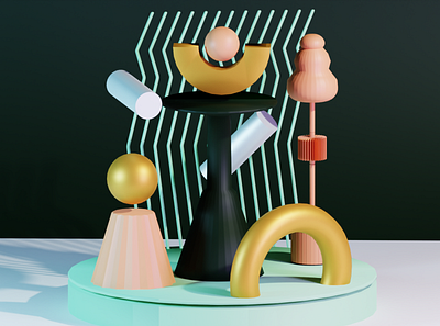 Balancing Shapes 3D Illustration 3d design 3d illustration blender lowpoly minimal