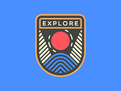 Explore Badge adventure badge clean design explore illustration line nature patch wild