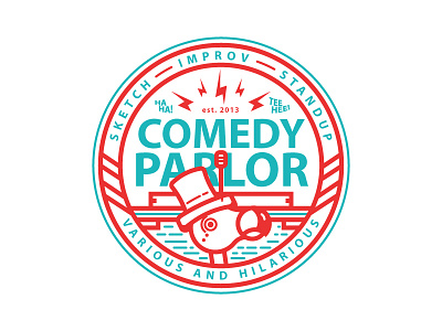 Comedy Parlor Stickers badge brand comedy design illustration line logo oklahoma patch tulsa