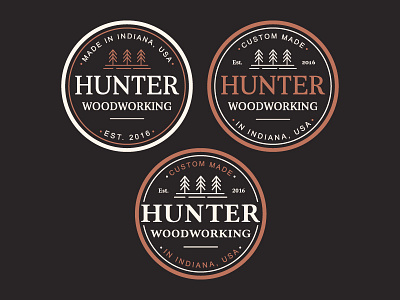 Hunter Woodworking badge brand hunter illustration indiana logo outdoor retro vintage woodworking