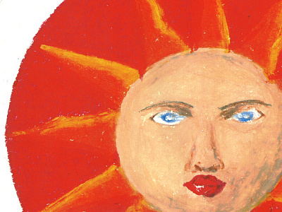 Sun illustration oil pastel papper sun