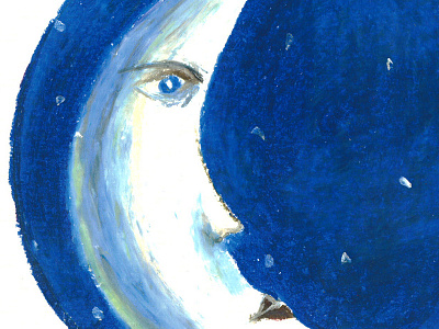 Moon illustration moon oil pastel papper