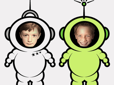 Astronauts digital illustration kids vector web