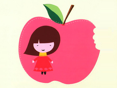 Apple Strawberry Flavor digital illustration kids vector web