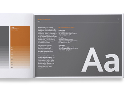 Acclaim Corporate Guidelines book brand branding font grey guidelines orange type typography