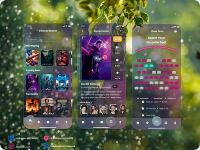 Ui Design Boking Movie App Mobile boking glassmorphism mobile movie ux