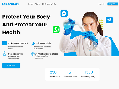 page of a laboratory business  ux/ui