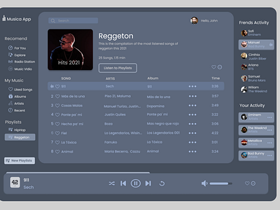 Design UI Music App Dark Theme