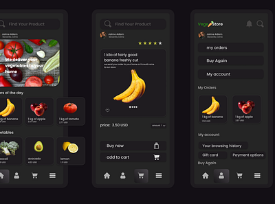 ui design of a vegetable store app app design logo ui ux web webdesign website