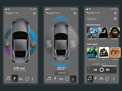 Ui Design of an Autonomous Car Mobile Application app branding design ui ux web webdesign website