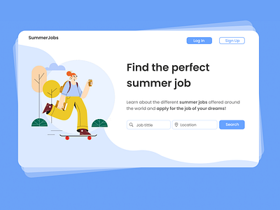 Langing page for Summer Jobs app app dailyui dailyui003 illustration landingpage ui web