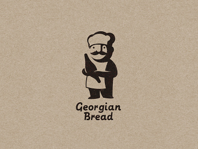 Georgian Bread baker black bread business craft eat georgia logo man mark monochrome mustache