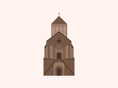 landmarks project - armenia noravank monastery architecture art clean design digital editorial flat geometric illustration minimal simple vector